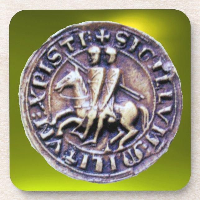 SEAL OF THE KNIGHTS TEMPLAR  gem yellow Coaster (Front)