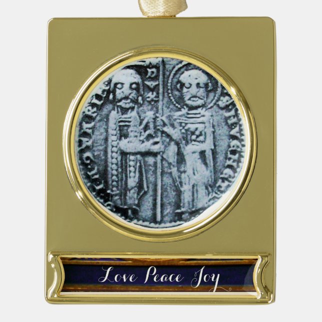 SEAL OF THE KNIGHTS TEMPLAR GOLD PLATED BANNER ORNAMENT (Front)
