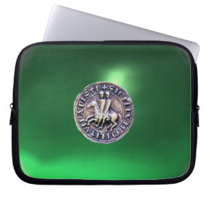 SEAL OF THE KNIGHTS TEMPLAR grey gem green Laptop Sleeve