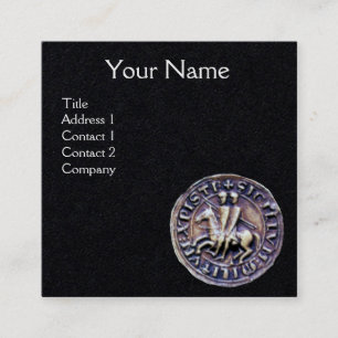 SEAL OF THE KNIGHTS TEMPLAR MONOGRAM Black Paper Square Business Card