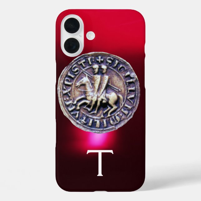 SEAL OF THE KNIGHTS TEMPLAR MONOGRAM burgundy Case-Mate iPhone Case (Back)