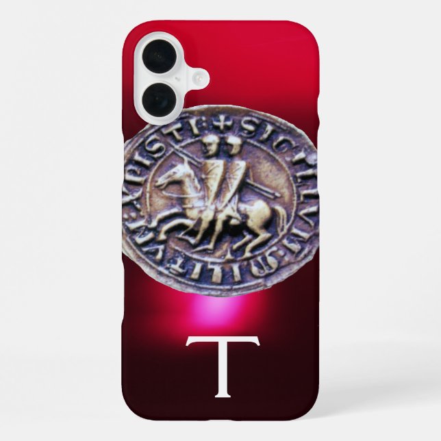 SEAL OF THE KNIGHTS TEMPLAR MONOGRAM burgundy iPhone Case (Back)