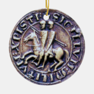 SEAL OF THE KNIGHTS TEMPLAR MONOGRAM gem green Ceramic Tree Decoration