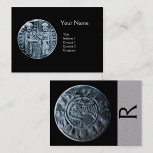SEAL OF THE KNIGHTS TEMPLAR MONOGRAM Grey Paper Business Card