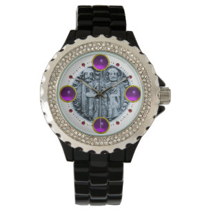 SEAL OF THE KNIGHTS TEMPLAR,PURPLE GEM STONES WATCH