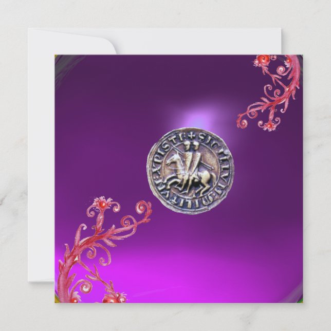 SEAL OF THE KNIGHTS TEMPLAR purple grey Invitation (Front)