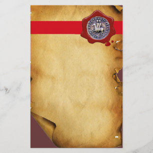 SEAL OF THE KNIGHTS TEMPLAR, Red Wax ,Parchment Stationery
