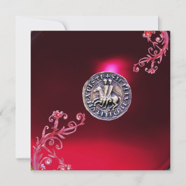SEAL OF THE KNIGHTS TEMPLAR ruby red burgundy Invitation (Front)