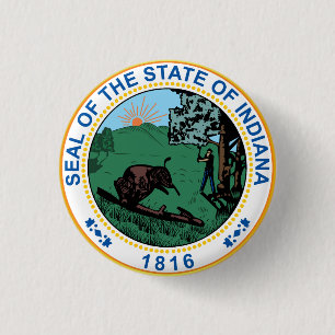 Seal of the State of Indiana 3 Cm Round Badge