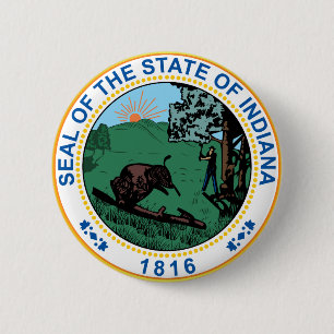 Seal of the State of Indiana 6 Cm Round Badge