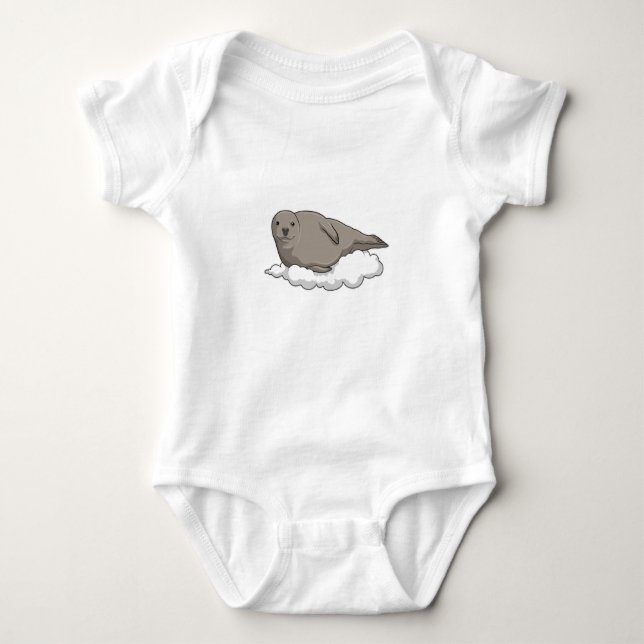 Seal on Clouds Baby Bodysuit (Front)