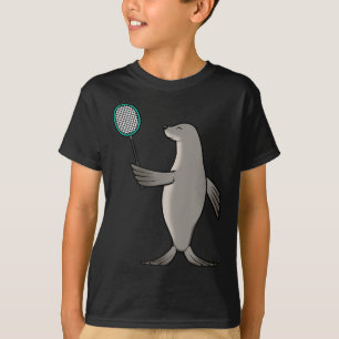 Seal Playing Badminton Hobby Sports T-Shirt