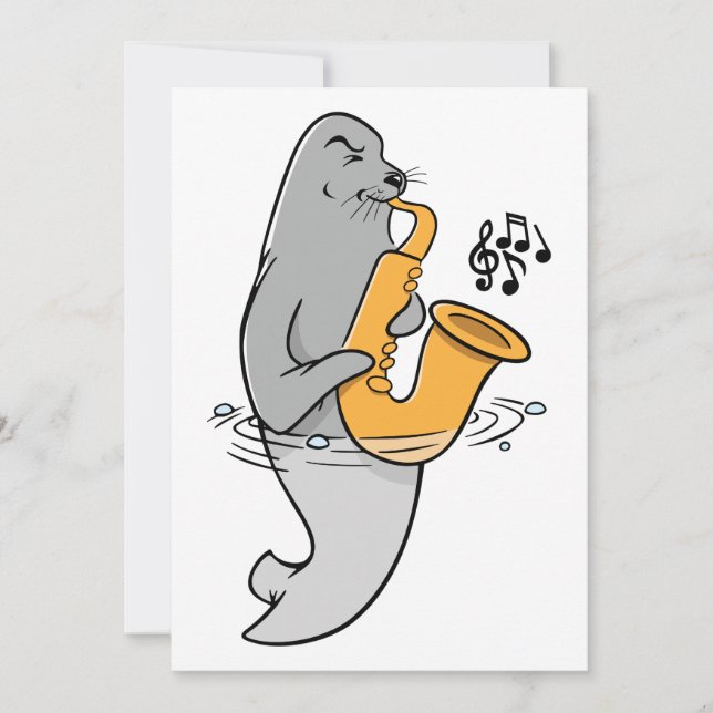 Seal Playing The Saxophone Invitation (Front)