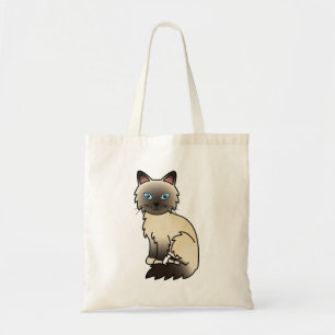 Seal Point Birman / Ragdoll Cat Cartoon Drawing Tote Bag
