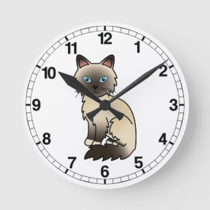 Seal Point Birman / Ragdoll Cat Round Clock