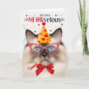 Seal Point Ragdoll Cat MEOWvelous Birthday Card