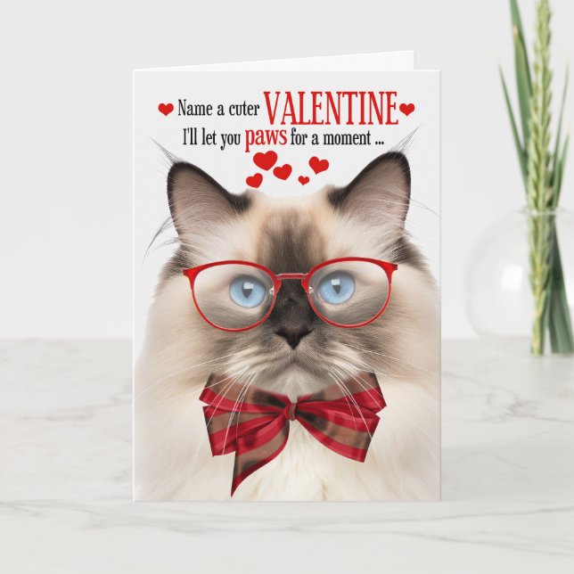 Seal Point Ragdoll Cat Valentine Feline Humour Holiday Card (Front)