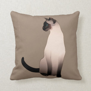 Seal Point Siamese Cat on Taupe Tan Cushion