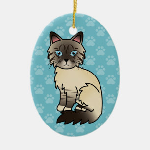 Seal Point Tabby Birman / Ragdoll Cat Ceramic Tree Decoration