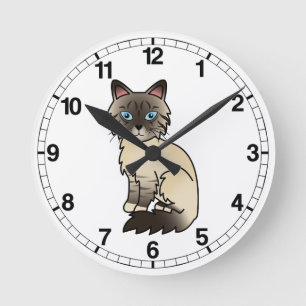 Seal Point Tabby Birman / Ragdoll Cat Round Clock