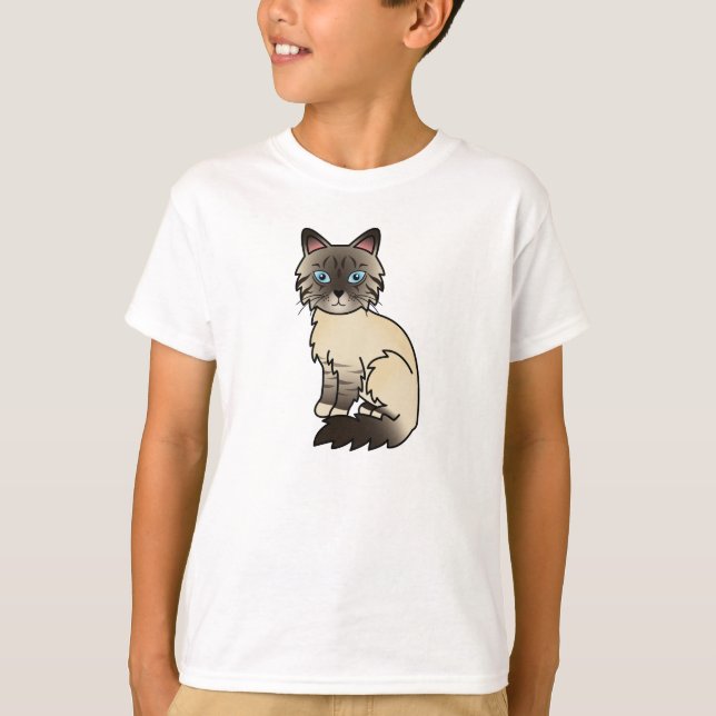 Seal Point Tabby Birman / Ragdoll Cat T-Shirt (Front)