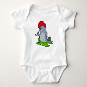 Seal Raining Umbrella Baby Bodysuit