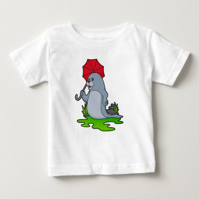 Seal Raining Umbrella Baby T-Shirt (Front)