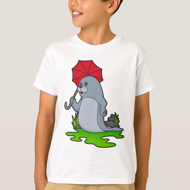 Seal Raining Umbrella T-Shirt (Front)