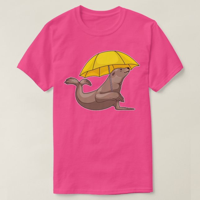 Seal Raining Umbrella T-Shirt (Design Front)