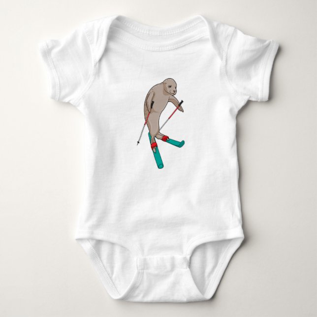 Seal Skier Ski Baby Bodysuit (Front)