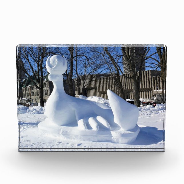 Seal Snow Sculpture, Quebec, Canada Photo Block (Front)