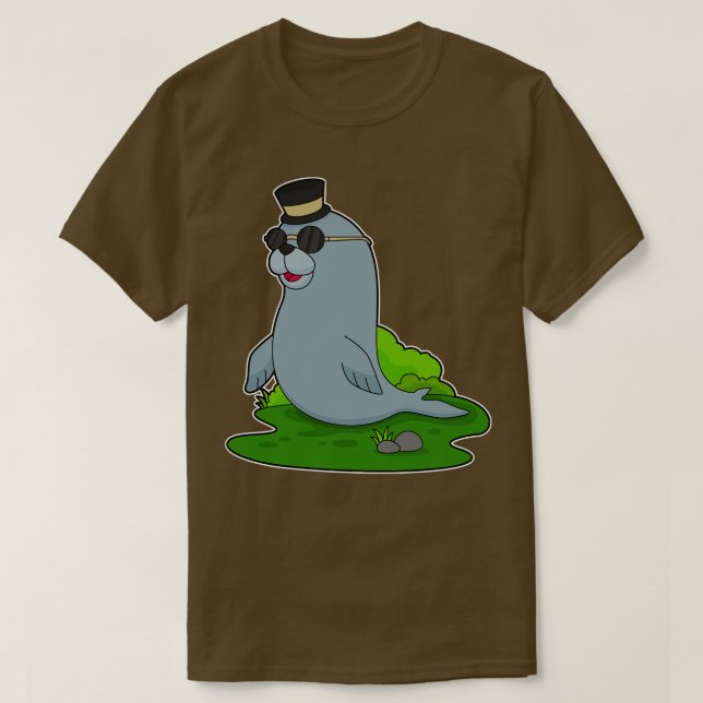 Seal Sunglasses Cylinder T-Shirt (Design Front)