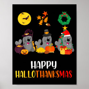 Seal Thanksgiving Merry Christmas Happy Hallothank Poster