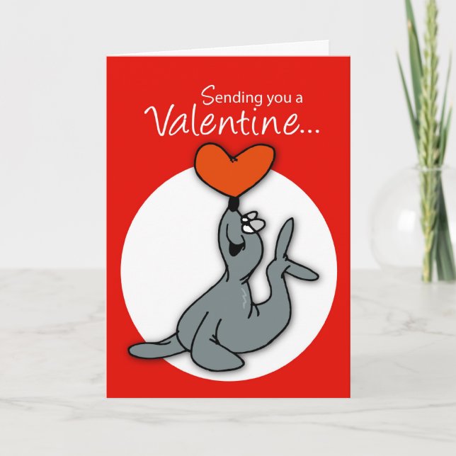 Seal Valentine for Boy Holiday Card (Front)