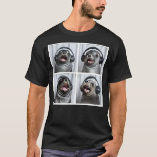 Seal Wearing Headphones Animal Music Sea Lion Sing T-Shirt