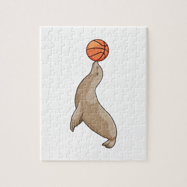 Seal with Basketball Jigsaw Puzzle (Vertical)