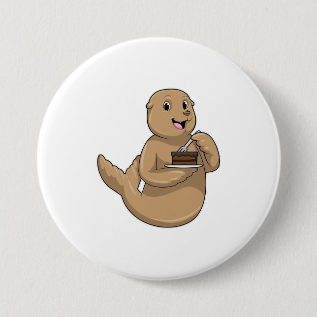 Seal with Cake 7.5 Cm Round Badge (Front)