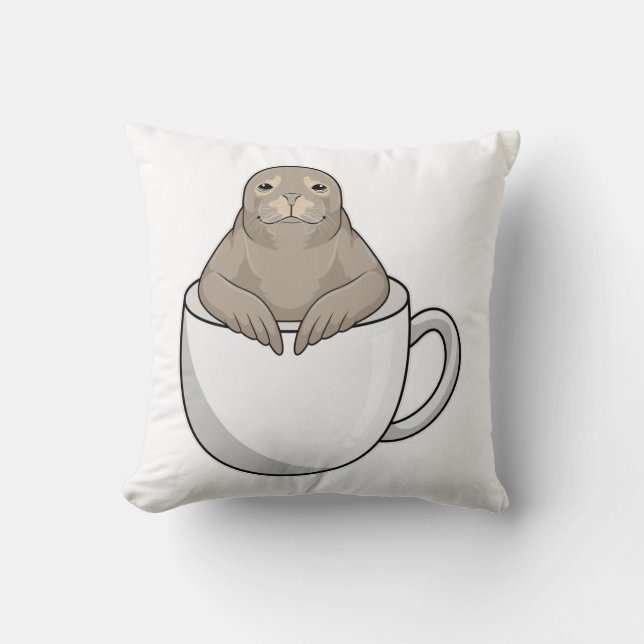 Seal with Coffee cup Cushion (Front)