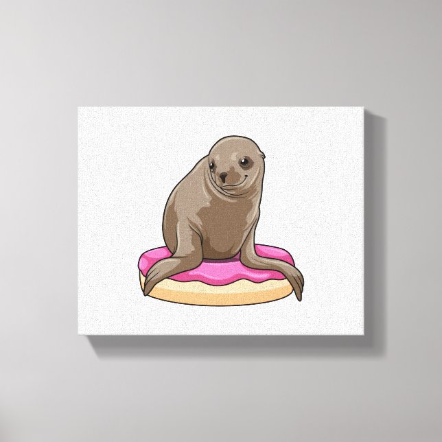Seal with Doughnut Canvas Print (Front)