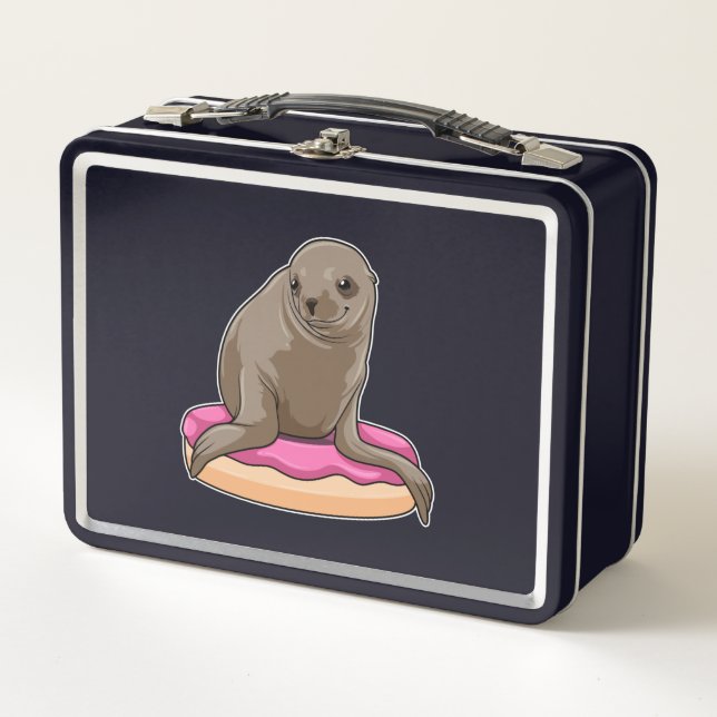 Seal with Doughnut Metal Lunch Box (Front)