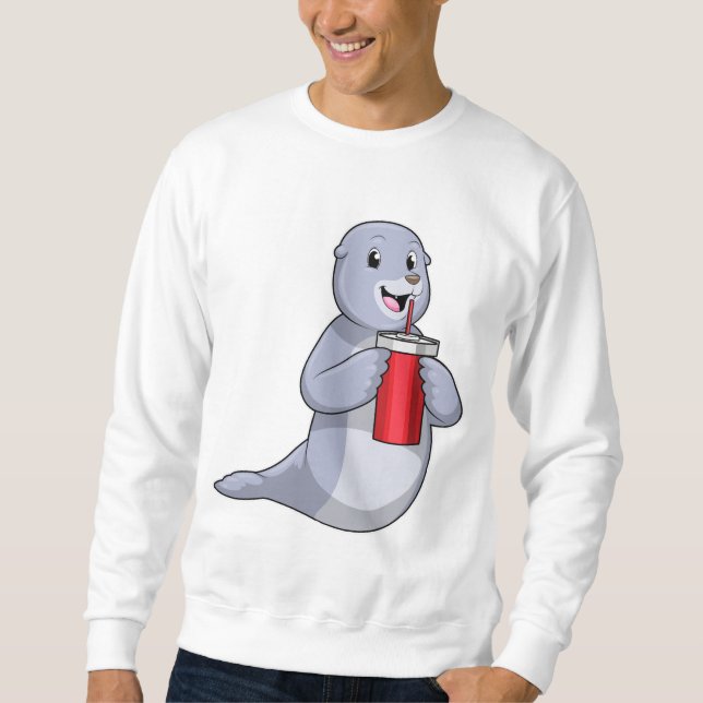 Seal with Drinking cup Sweatshirt (Front)