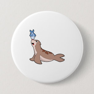 Seal with Fish (2).PNG 7.5 Cm Round Badge