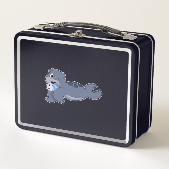 Seal with Fish (3).PNG Metal Lunch Box (Front)