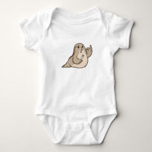 Seal with Fish & Fork Baby Bodysuit