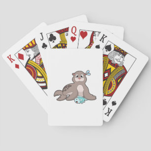 Seal with Fish Playing Cards
