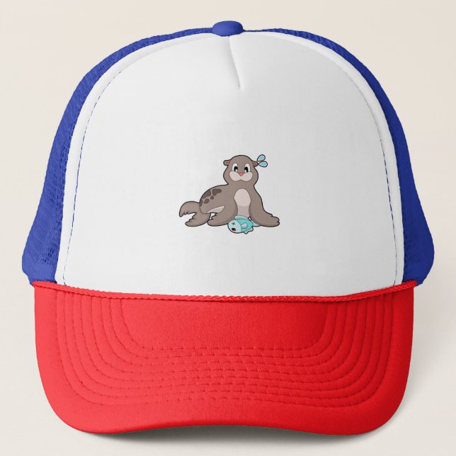Seal with Fish Trucker Hat (Front)