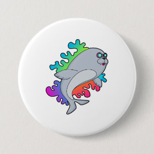 Seal with Glasses 7.5 Cm Round Badge