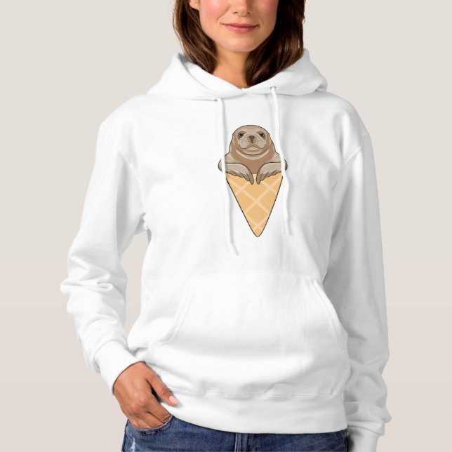 Seal with Ice cream cone Hoodie (Front)