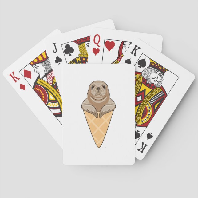 Seal with Ice cream cone Playing Cards (Back)