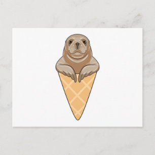Seal with Ice cream cone Postcard